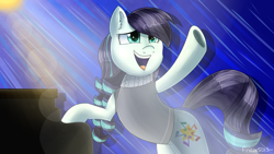 Size: 1920x1080 | Tagged: safe, artist:mlp-firefox5013, coloratura, the mane attraction, clothes, musical instrument, open mouth, piano, rara, scene interpretation, signature, singing, solo, spotlight, stage, the magic inside