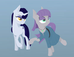 Size: 6120x4769 | Tagged: safe, artist:styroponyworks, artist:theotherdash, maud pie, moonlight raven, pony, unicorn, absurd resolution, dancing, duo, female, gradient background, mare