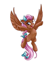 Size: 3600x4500 | Tagged: safe, artist:jadedjynx, oc, oc only, pegasus, pony, bow, female, hair bow, mare, simple background, solo, spread wings, tail bow, transparent background