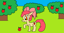 Size: 1202x631 | Tagged: safe, artist:killerbug2357, apple bloom, 1000 hours in ms paint, apple, food, ms paint, solo, tree, wrong cutie mark