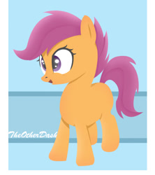 Size: 426x480 | Tagged: safe, artist:theotherdash, derpibooru import, scootaloo, open mouth, solo