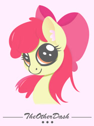 Size: 422x563 | Tagged: safe, artist:theotherdash, apple bloom, bust, cute, ear fluff, looking at you, portrait, smiling, solo