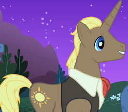 Size: 822x720 | Tagged: safe, screencap, chocolate sun, pony, unicorn, the best night ever, at the gala, background pony, clothes, cropped, male, solo, stallion, vest