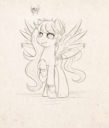 Size: 1800x2100 | Tagged: safe, artist:crystalfilth, pegasus, pony, cute, female, lazurite, lineart, mare, monochrome, oldstyle, solo, woe