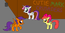 Size: 1024x527 | Tagged: safe, artist:killerbug2357, apple bloom, scootaloo, sweetie belle, 1000 hours in ms paint, cutie mark crusaders, ms paint, wrong cutie mark