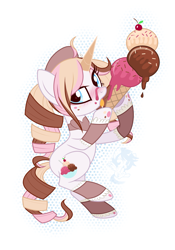 Size: 2719x3889 | Tagged: safe, artist:wicklesmack, oc, oc only, oc:frozen confection, pony, unicorn, female, food, ice cream, mare, solo