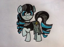 Size: 1024x765 | Tagged: safe, artist:aperaturescience, coloratura, the mane attraction, looking at you, raised hoof, rara, see-through, solo, traditional art