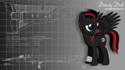 Size: 1024x576 | Tagged: safe, artist:admiraltigerclaw, oc, oc only, oc:dainty dish, schematics, solo, sr-71 blackbird, stats