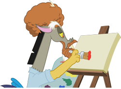 Size: 7462x5485 | Tagged: safe, artist:credechica4, discord, what about discord?, absurd resolution, bob ross, draconiross, simple background, solo, transparent background