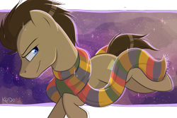 Size: 3000x2000 | Tagged: safe, artist:kodabomb, doctor whooves, pony, clothes, male, scarf, solo, stallion