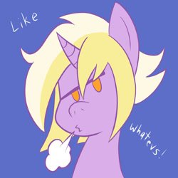 Size: 576x576 | Tagged: safe, artist:pembroke, dinky hooves, dialogue, female, older, simple background, solo