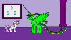 Size: 1024x576 | Tagged: safe, artist:killerbug2357, sweetie belle, oc, oc:persephone, alicorn, pony, 1000 hours in ms paint, alicorn oc, ms paint, wrong cutie mark