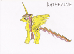 Size: 679x494 | Tagged: safe, artist:killerbug2357, oc, oc only, oc:katherine, alicorn, pony, alicorn oc, solo, traditional art