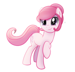 Size: 910x879 | Tagged: safe, artist:ikuvaito, oc, oc only, oc:velvet step, cute, hair bun, looking at you, raised hoof, smiling, solo