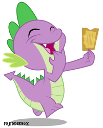 Size: 2409x3000 | Tagged: safe, artist:brony-works, spike, dragon, cute, golden ticket, laughing, solo, spikabetes