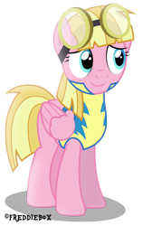 Size: 1886x3000 | Tagged: safe, artist:brony-works, meadow flower, goggles, simple background, solo, transparent background, vector, wonderbolt trainee uniform