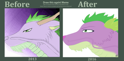 Size: 1024x508 | Tagged: safe, artist:noodlekitteh, spike, dragon, crossover, draw this again, kohaku river, my little pony, spirited away