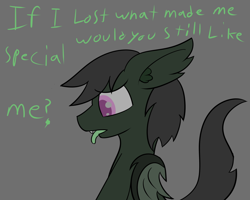 Size: 1280x1024 | Tagged: safe, artist:askhypnoswirl, oc, oc only, oc:maraco arco, bat pony, pony, sad, text