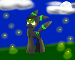 Size: 1280x1024 | Tagged: safe, artist:askhypnoswirl, oc, oc:maraco arco, ask, crossover, glow, glowing eyes, pokémon, tumblr, umbreon