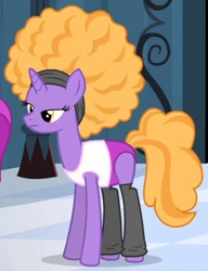 Size: 339x441 | Tagged: safe, screencap, foxxy trot, for whom the sweetie belle toils, afro, background pony, solo