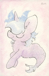 Size: 686x1059 | Tagged: safe, artist:slightlyshade, sea swirl, seafoam, merpony, pony, unicorn, solo, traditional art