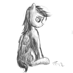 Size: 900x900 | Tagged: safe, artist:juleppony, scootaloo, fallout equestria, branding, dashite, grayscale, monochrome, solo