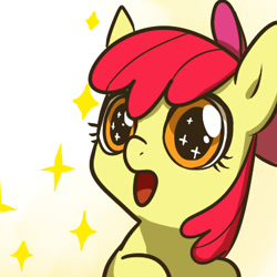 Size: 396x396 | Tagged: safe, artist:norang94, edit, apple bloom, amazed, cropped, exploitable meme, faic, meme, reaction image, solo, starry eyes, wide eyes