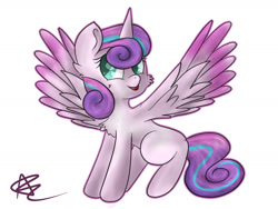 Size: 1600x1200 | Tagged: safe, artist:bunnzee, princess flurry heart, spoiler:s06, simple background, solo, spread wings