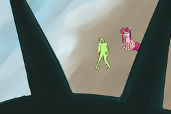 Size: 1200x800 | Tagged: safe, artist:cheshiresdesires, oc, oc only, oc:anon, oc:marker pony, human, the gift of the maud pie, parody, planet of the apes, statue of liberty