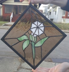 Size: 2885x2988 | Tagged: safe, artist:tjglass, oc, oc only, oc:daturea eventide, irl, photo, photo craft, photo cutie mark, photo stained glass (irl), photo traditional art, stained glass, stained glass (irl)