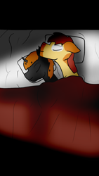 Size: 720x1280 | Tagged: safe, artist:fapshack, oc, oc only, changeling, bed, blanket, cuddling, explicit source, in bed, oc x oc, sleeping, snuggling, spooning