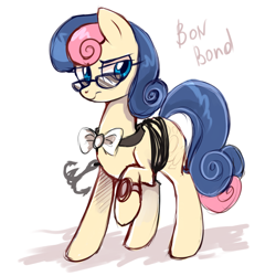 Size: 1400x1400 | Tagged: safe, artist:mirtash, bon bon, sweetie drops, earth pony, pony, bon bond, bonpun, lidded eyes, raised hoof, rcf community, secret agent sweetie drops, simple background, solo, white background