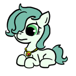 Size: 400x400 | Tagged: safe, artist:ficficponyfic, oc, oc only, oc:emerald jewel, earth pony, pony, blank flank, child, colored, colt, colt quest, cyoa, explicit source, foal, male, resting, solo