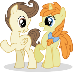 Size: 1989x1970 | Tagged: safe, artist:pony-paint, pound cake, pumpkin cake, pegasus, pony, unicorn, brother and sister, cake twins, colt, female, filly, male, older, raised hoof, show accurate, siblings, smiling