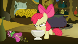 Size: 1366x768 | Tagged: safe, screencap, apple bloom, the cutie pox, heart's desire, solo, soon