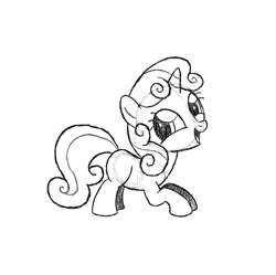 Size: 895x892 | Tagged: safe, artist:lesbocarwash, sweetie belle, cute, monochrome, open mouth, sketch, solo