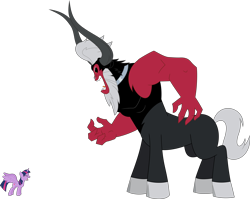 Size: 9000x7171 | Tagged: safe, artist:dusk2k, lord tirek, twilight sparkle, twilight sparkle (alicorn), alicorn, pony, .svg available, absurd resolution, female, mare, screaming, simple background, size difference, transparent background, vector