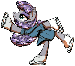 Size: 8092x7164 | Tagged: safe, artist:gray--day, maud pie, earth pony, pony, the gift of the maud pie, absurd resolution, ear fluff, female, mare, maudjestic, simple background, skates, skating, solo, transparent background