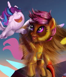 Size: 536x624 | Tagged: safe, princess flurry heart, scootaloo, spoiler:s06, chewbaccaloo, creepy, error, glitch, jesus christ how horrifying, joke, nightmare fuel, not salmon, surreal, wat, wip