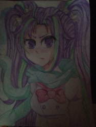 Size: 2448x3264 | Tagged: safe, artist:rainicornarts, aria blaze, equestria girls, clothes, scarf, solo, traditional art