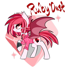 Size: 1000x1000 | Tagged: safe, artist:rarityforever, oc, oc only, oc:ruby dust, bat pony, pony, bracelet, choker, clothes, leather jacket, solo, spiked choker, spiked wristband