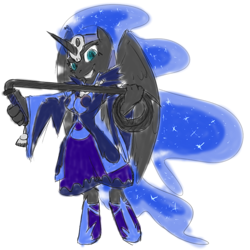 Size: 700x699 | Tagged: safe, artist:brownie-bytes, nightmare moon, anthro, clothes, crossover, final fantasy, solo