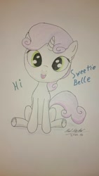 Size: 1080x1920 | Tagged: safe, artist:keil2731, sweetie belle, cute, open mouth, solo, traditional art