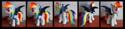 Size: 6752x1600 | Tagged: safe, artist:mlpt-fan, rainbow dash, bat pony, pony, irl, photo, plushie, race swap, rainbowbat, solo