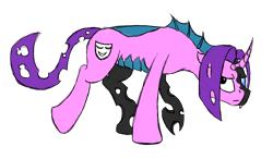 Size: 2649x1545 | Tagged: safe, artist:rexlupin, oc, oc only, oc:fantom, half changeling, magical lesbian spawn, offspring, parent:princess cadance, parent:queen chrysalis, parents:cadalis, solo, sulking