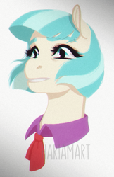 Size: 453x700 | Tagged: safe, artist:hariamart, coco pommel, bust, simple background, solo, watermark