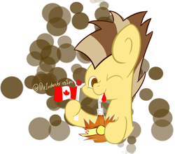 Size: 1591x1403 | Tagged: safe, artist:mintysketch, oc, oc only, oc:maple syrup, canadian, canadian flag, giveaway, two color hair, two colour hair