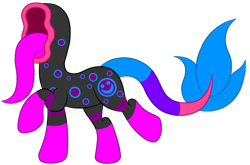 Size: 1038x685 | Tagged: safe, artist:silverromance, oc, oc only, oc:smiley the faceless traditional earth pony, original species, creepy, no face, not salmon, simple background, solo, story included, tongue out, transparent background, wat