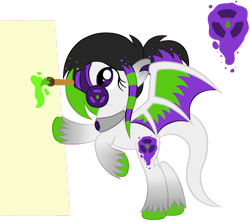 Size: 900x800 | Tagged: safe, artist:silverromance, oc, oc only, dracony, hybrid, cutie mark, interspecies offspring, magical lesbian spawn, offspring, paintbrush, painting, parent:oc:dusk symphony, parent:oc:toxicity, parents:oc x oc, solo, unshorn fetlocks