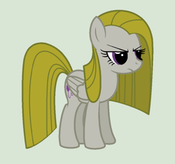 Size: 869x813 | Tagged: safe, artist:pupster0071, surprise, pegasus, female, green background, grumpy, mare, simple background, solo, surprisamena